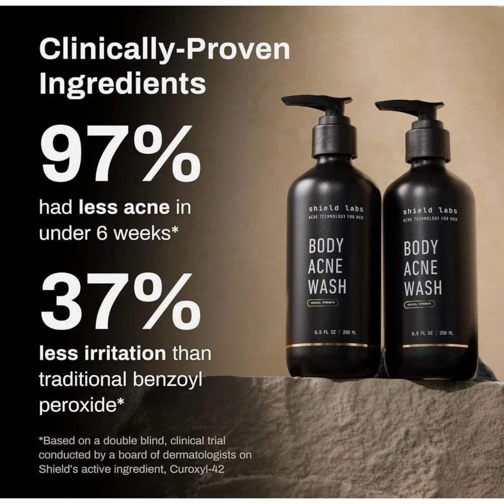 Shield Labs Body Acne Wash Maximum Strength Men 8.5 oz 250mL NEW Exp 02/28